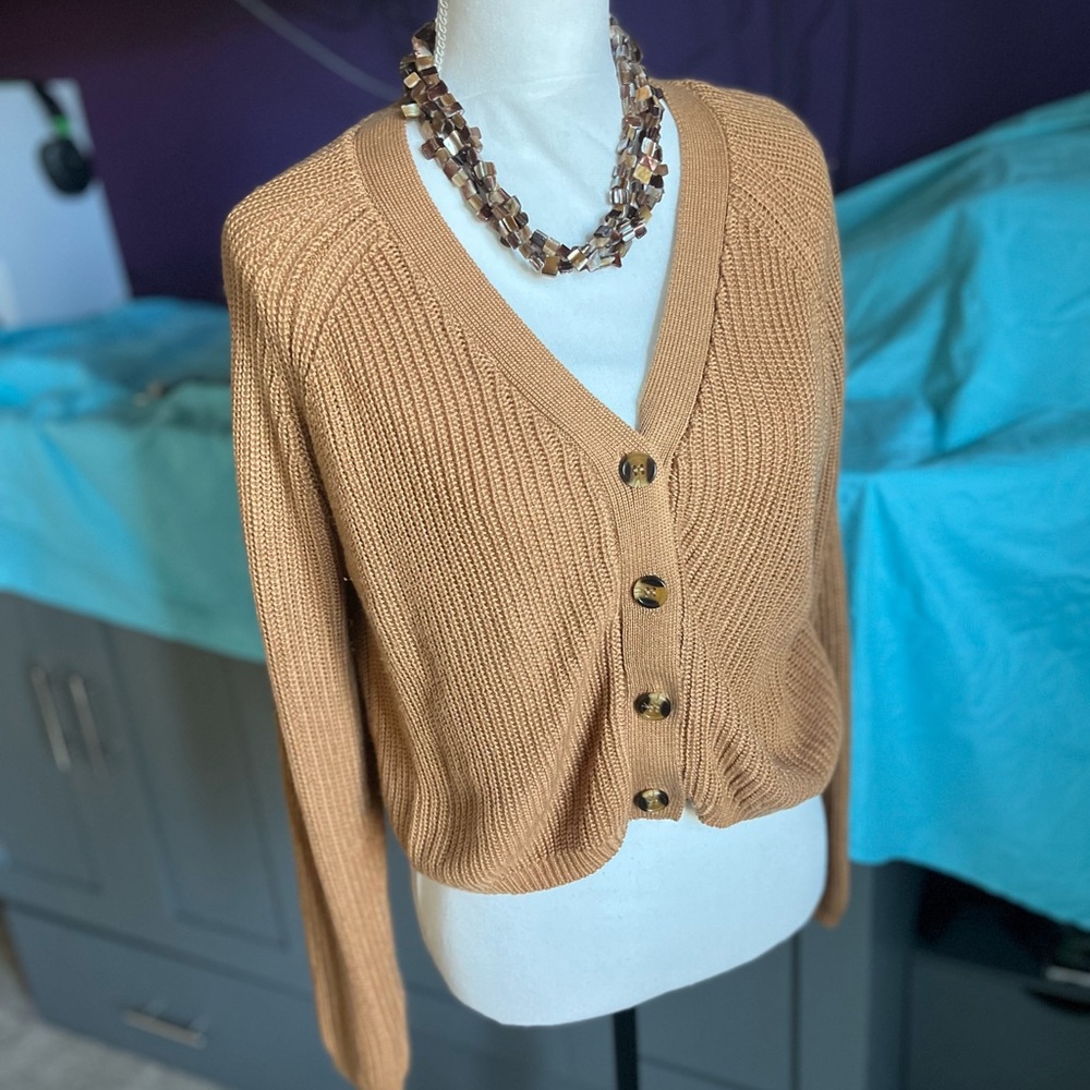 Tan Button-Up Women's Sweater